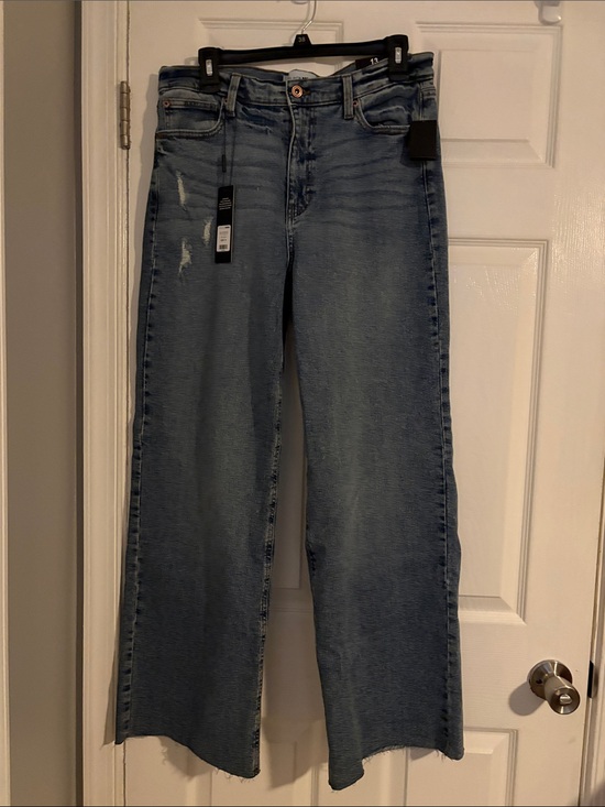 Fashion Nova Denim - Fashion Nova Light Blue Wide-Leg Distressed Jeans